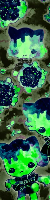 Free kawaii cats bookmark featuring a green slime cat